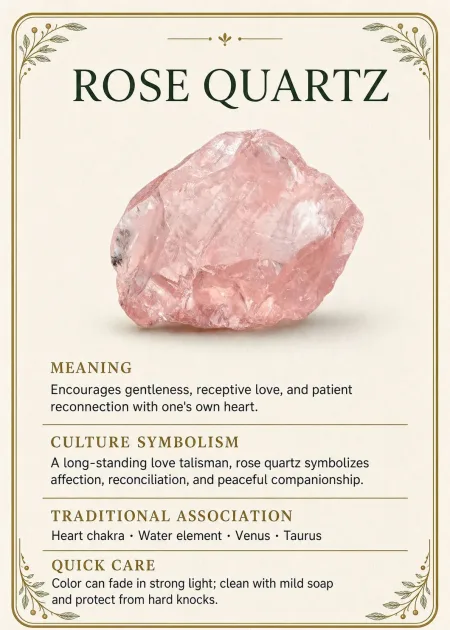 Actual Rose Quartz JPG card from the 300 Crystal Meaning Cards download