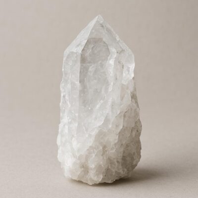 Raw Quartz crystal with jagged edges and natural milky translucence.